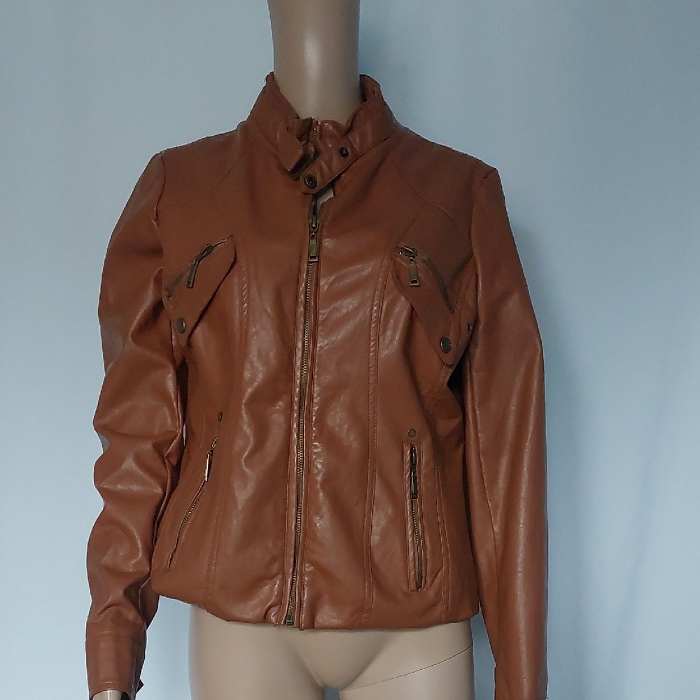 J2 Women's  Brown Leather Jacket Size‎ L